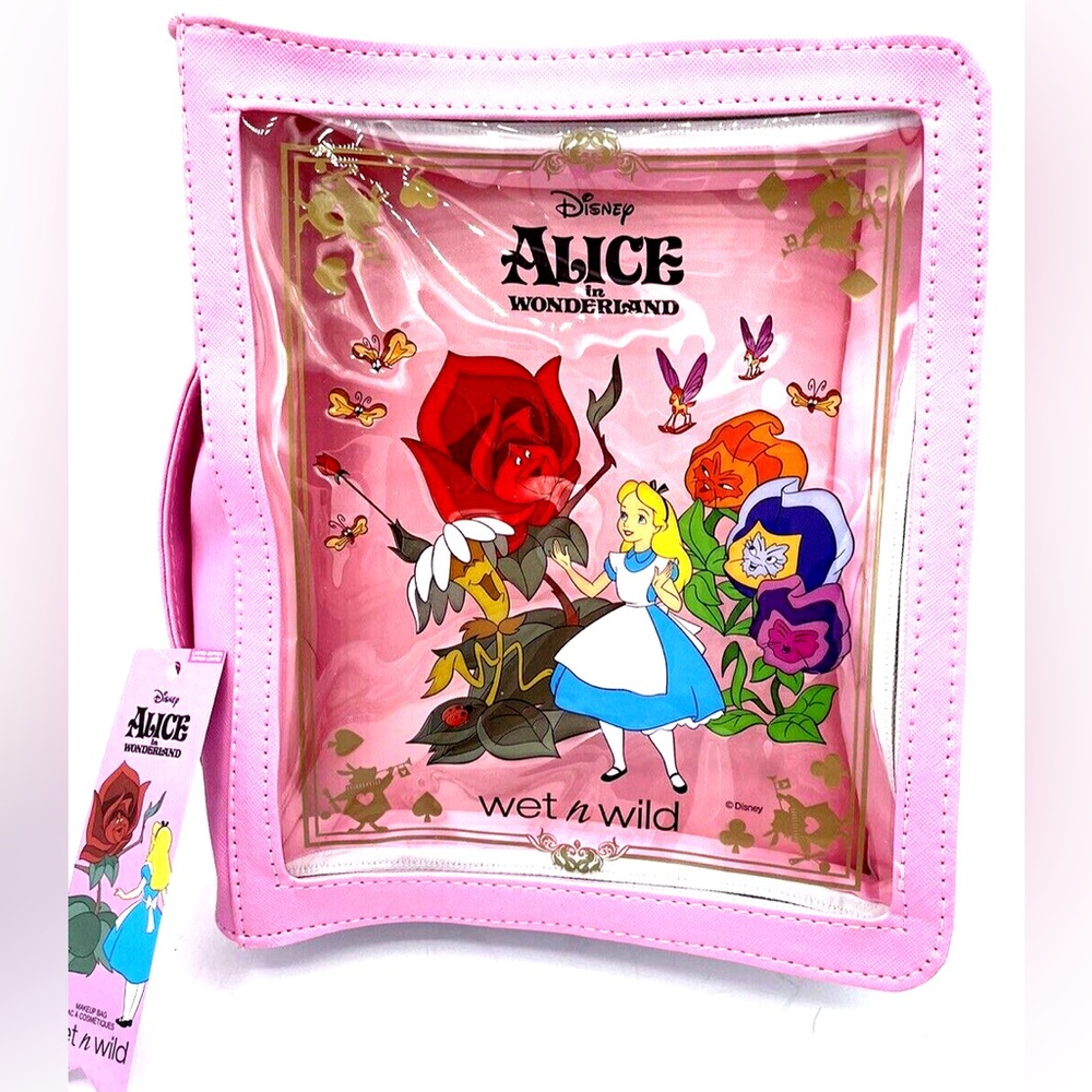 wet n wild Pink Clear Alice in Wonderland Vinyl Makeup Pouch